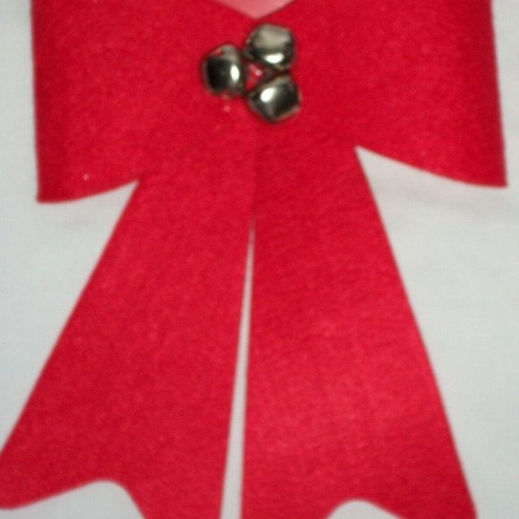 Red Felt Jingle Bells Bow Christmas Gift Wreath Package Wedding Pew Choir Craft - Picture 3 of 3